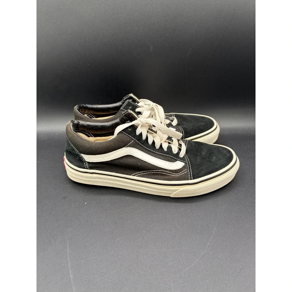Vans Old Skool Black White Suede Canvas Skate‎ Sneakers Mens 6.5 Womens 8.0